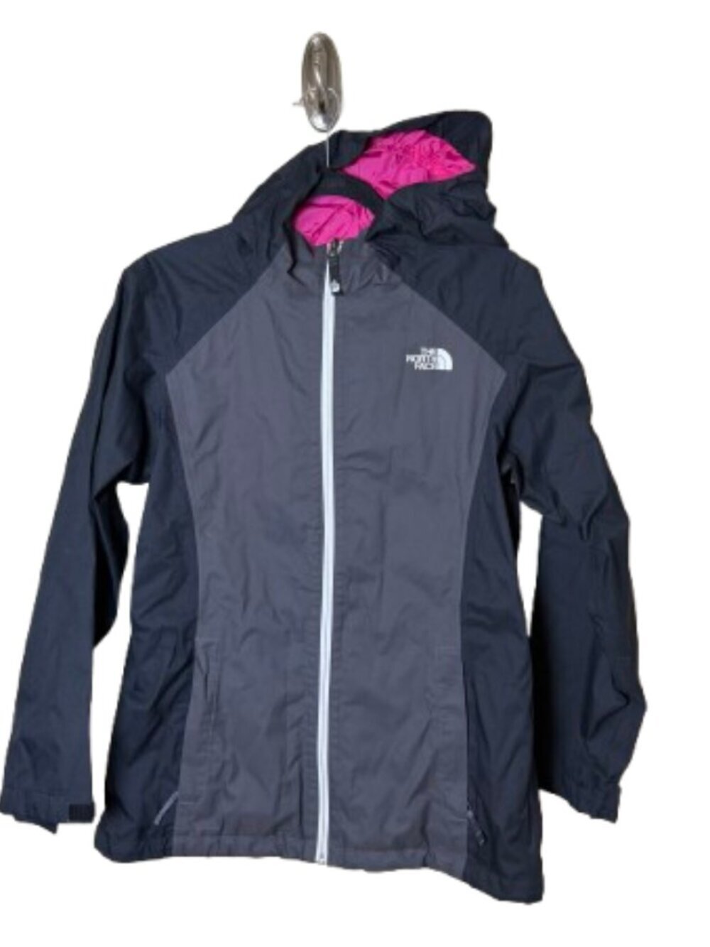 The North Face Girls' Triclimate Jacket Black Grey & Hot Pink Size XL